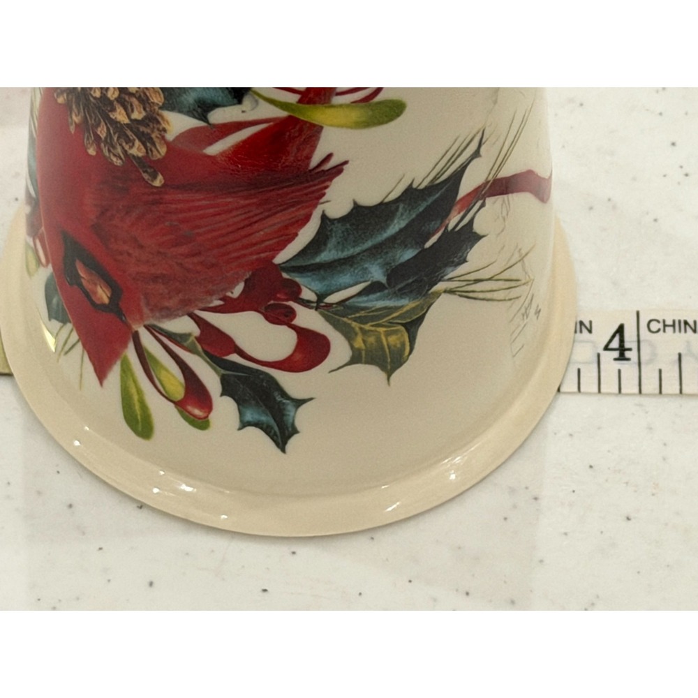 Lenox Red Cardinal Winter Greetings Travel Tumbler Porcelain w Red Silicone Lid - Picture 8 of 8